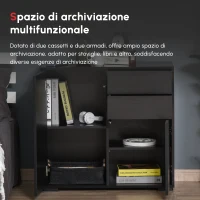 HOMCOM Mobiletto Multiuso per Casa e Ufficio con 2 Cassetti e 2 Armadietti, Apertura a Pressione, 79x36x74cm(m-4)
