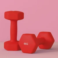 SPORTNOW Lot de 2 haltères hexagonales avec poignée antidérapante pour l'entraînement à la maison, 2 x 4kg, rouge(m-9)