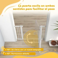 PawHut Barrera de Seguridad para Perros con Ancho Ajustable 76-104 cm con 2 Extensiones para Escalera Puerta Blanco(m-7)