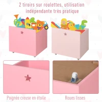 HOMCOM Bibliothèque étagère Design Maison 4 niches Placard Grand tiroir Double Compartiment MDF Blanc Rose(m-6)