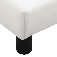 HOMCOM Reposapiés para Sofá Taburete Pequeño Tapizado en Piel Sintética Asiento de Espuma y Patas de Plástico 40x30x24cm Blanco(m-7)
