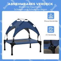 PawHut Hundebett mit Dach, Outdoor, tragbar, wasserabweisend, bis 30 kg, 61 x 46 x 63 cm, Dunkelblau(m-5)