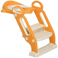 ZONEKIZ Riduttore Water con Scaletta Pieghevole, Maniglie Laterali e Cuscino Rimovibile, Arancione(m-1)