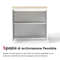 HOMCOM Mobile Multiuso con Armadietto a 2 Livelli in Truciolato e Ripiano regolabile, 80x37x75cm(m-4)