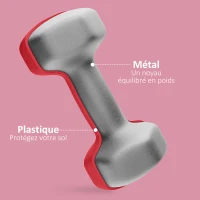 SPORTNOW Lot de 2 haltères hexagonales avec poignée antidérapante pour l'entraînement à la maison, 2 x 4kg, rouge(m-5)