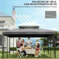 Outsunny Toldo de Recambio 4x3 m con Techo Doble Orificios de Drenaje y Protección UV Solo Toldo NO Incluye Marco Gris Claro(m-6)