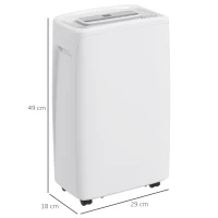 HOMCOM Deshumidificador Eléctrico 12L/Días Silencioso con 4 Modos 2 Velocidades 29x18x49 cm Blanco(m-3)