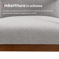 HOMCOM Poltrona a Dondolo Imbottita, Design Vintage in Legno e Poliestere Grigio, per Interni, Ufficio, Soggiorno, 64x86x80cm(m-6)