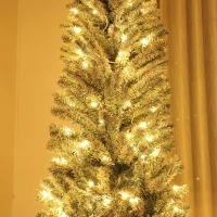 HOMCOM Árbol de Navidad Artificial 225 cm con 220 Luces LED de Dos Colores 519 Ramas y Soporte de Acero Árbol Navideño Verde(m-8)