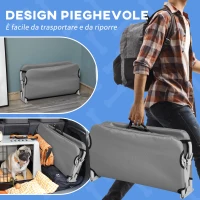PawHut Brandina per Cani Piccoli Pieghevole per Interno ed Esterno, Metallo e Tessuto Oxford, 71x58x20 cm, Grigio(m-5)