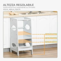 HOMCOM Torre Montessoriana per Bambini 3-6 Anni con Altezza Regolabile in MDF, 40x50x90cm, Grigio(m-4)