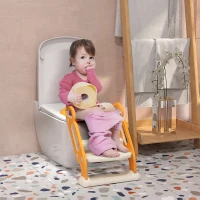 ZONEKIZ Riduttore Water con Scaletta Pieghevole, Maniglie Laterali e Cuscino Rimovibile, Arancione(m-2)