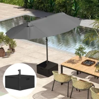 Outsunny Garden Parasol Base Outdoor Umbrella Stand with Wheels Handles, Garden Umbrella Base, Filled Up to 80kg with Stand or 50kg with Water for 38, 48 mm Poles, Black(m-8)