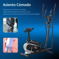 HOMCOM Bicicleta Elíptica con Resistencia Magnética Ajustable de 8 Niveles Bicicleta de Fitness con Sillín Regulable Pantalla LCD Pulsómetro y Soporte para Móvil para Casa Gimnasia 103x62x151 cm Negro(m-4)