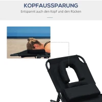 Outsunny Sonnenliege klappbar Gartenliege mit Kopfkissen Liegestuhl mit 4-Fach verstellbare Rückenlehne Campingliege mit Lesefenster Gartenstuhl bis 120kg belastbar für Garten, Balkon Schwarz(m-7)