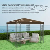Outsunny Copertura per Gazebo da Giardino 3x3 m in Tessuto Oxford 600D con Fori di Drenaggio, Marrone(m-3)