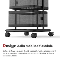 HOMCOM Carrello Portavivande con 4 Cestelli, Piano d'Appoggio e Ruote, in Acciaio e PP, 33x33x77 cm(m-5)