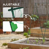 Outsunny Soporte para Plantas Trepadoras de Jardín Triangular con Estructura de Acero para Frutas Verduras 180x100x180 cm Verde(m-5)
