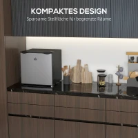 HOMCOM Mini-Gefrierschrank, 35 L Minikühlschrank, -14 bis -24℃, 5-stufige Temperaturregelung, 47 x 44,2 x 48,8 cm, Silber(m-5)