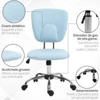 Vinsetto Silla de Oficina Giratoria con Altura Ajustable y Función Basculante para Escritorio Estudio 50x54x87,5-96,5 cm Azul(m-8)