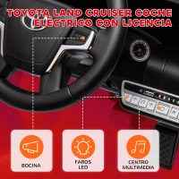 AIYAPLAY Coche Eléctrico para Niños de +3 Años Toyota LAND CRUISER con Batería 12V Mando a Distancia y Música MP3 Rojo(m-4)