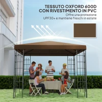 Outsunny Copertura per Gazebo da Giardino 3x3 m in Tessuto Oxford 600D con Fori di Drenaggio, Marrone(m-6)