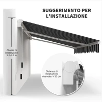 Outsunny Tenda Parasole per Esterno Estensibile in Alluminio e Poliestere con Manovella, 395x245 cm, Blu e Bianca(m-7)