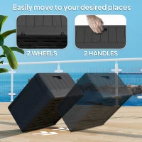 Outsunny Garden Parasol Base Outdoor Umbrella Stand with Wheels Handles, Garden Umbrella Base, Filled Up to 80kg with Stand or 50kg with Water for 38, 48 mm Poles, Black(m-6)