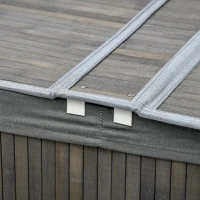 HOMCOM 100 L Wäschekorb mit Deckel, Griff, 2 Abschnitte, herausnehmbarer Wäschesack, für Schlafzimmer, Badezimmer, Bambus, Grau(m-8)