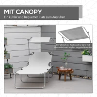 Outsunny Sonnenliege, Gartenliege, Wellnessliege, Strandliege, klappbar, mit Sonnenschutz, 187 x 58 x 36 cm, Grau(m-6)