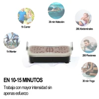 HOMCOM Plataforma Vibratoria con 2 Bandas Elásticas 200W Control Remoto 99 Velocidades USB Pantalla LED 54x33x14cm Café y Negro(m-6)