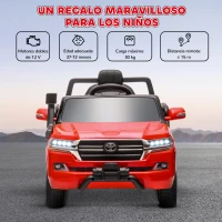 AIYAPLAY Coche Eléctrico para Niños de +3 Años Toyota LAND CRUISER con Batería 12V Mando a Distancia y Música MP3 Rojo(m-8)