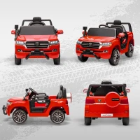 AIYAPLAY Coche Eléctrico para Niños de +3 Años Toyota LAND CRUISER con Batería 12V Mando a Distancia y Música MP3 Rojo(m-9)