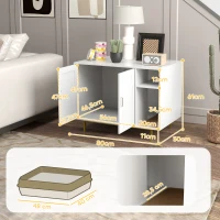 PawHut Mueble Arenero Caja de Arena para Gatos con Almohadilla para Rascar y Compartimento de Almacenaje 80x50x61 cm Blanco(m-3)