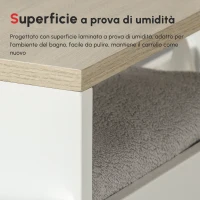 kleankin Carrello Bagno Salvaspazio a 3 Ripiani con Rotelle e Maniglia in Legno, 48x15x80cm, Bianco(m-5)