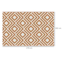 Outsunny Alfombra Exterior Reversible 182x274 cm de Plástico Impermeable para Terraza Patio Camping Playa Rojo y Blanco(m-3)