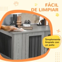 PawHut Jaula para Perros Grandes 2 en 1 Mesa Auxiliar con Puertas con Pestillo Ventanas y Patas Ajustables 114x60x82 cm Gris(m-8)