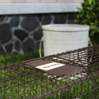 Outsunny Armadilha Animais Vivos 100x24x30 cm Armadilha para Animais Pequenos com 2 Portas e Estrutura de Aço para Interior e Exterior Marrom(m-8)