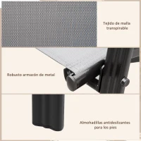 Outsunny Set de 4 Sillas de Exterior Apilables con Asiento de Textilene para Jardín Terraza 54x75,5x95 cm Gris Oscuro(m-6)