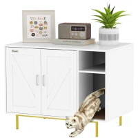 PawHut Mueble Arenero Caja de Arena para Gatos con Almohadilla para Rascar y Compartimento de Almacenaje 80x50x61 cm Blanco(m-1)