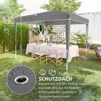 Outsunny 3 x 3 m Pop-up-Pavillon mit Tragetasche, UPF50+ höhenverstellbares Gartenzelt, Hellgrau(m-5)