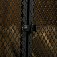 HOMCOM Salvachispas para Chimenea Protector de Chimenea Plegable con Paneles con Doble Puerta 4 Herramientas Estructura de Metal y Ganchos 106x79 cm Negro(m-8)