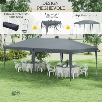 Outsunny Gazebo da Giardino Pop-up 6x3 m Pieghevole, Tendone per Feste con Sacca di Trasporto, Grigio(m-4)