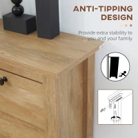 HOMCOM Shoe Cabinet Shoe Shelf Shoe Cabinet 3 Folding Doors with Rattan Cane Effect - Natural Wood(m-7)