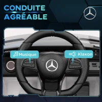 AIYAPLAY Voiture électrique enfants sous licence Mercedes-Benz AMG GTR 12V télécommande 2,4G max. 5 km/h 108 x 67 x 46 cm blanc(m-6)