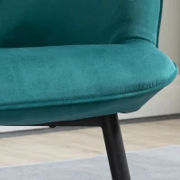 HOMCOM Fauteuil relax avec repose-pieds assorti style scandinave piètement métal noir revêtement aspect velours - Bleu(m-8)