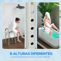 HOMCOM Taburete de ducha con Altura Ajustable para Personas Mayores o con Movilidad Reducida 52x45x69 cm Asiento Blanco y Azul(m-4)