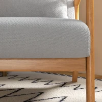 HOMCOM Lounge Armchair with Solid Wood Frame Lounge Chair - Deep Seat - Armrests - Light Gray Velvet Look(m-6)