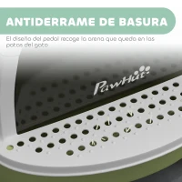 PawHut Arenero Cerrado para Gatos con Bandeja Extraíble Filtro de Carbono Pala y Asa Superior 40,5x52x39 cm Blanco y Verde(m-6)