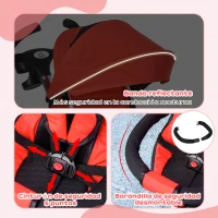 HOMCOM Triciclo para Bebés Plegable Triciclo Evolutivo 2 en 1 para Niños con Toldo Plegable Cestas y Cinturón de Seguridad Rojo(m-8)